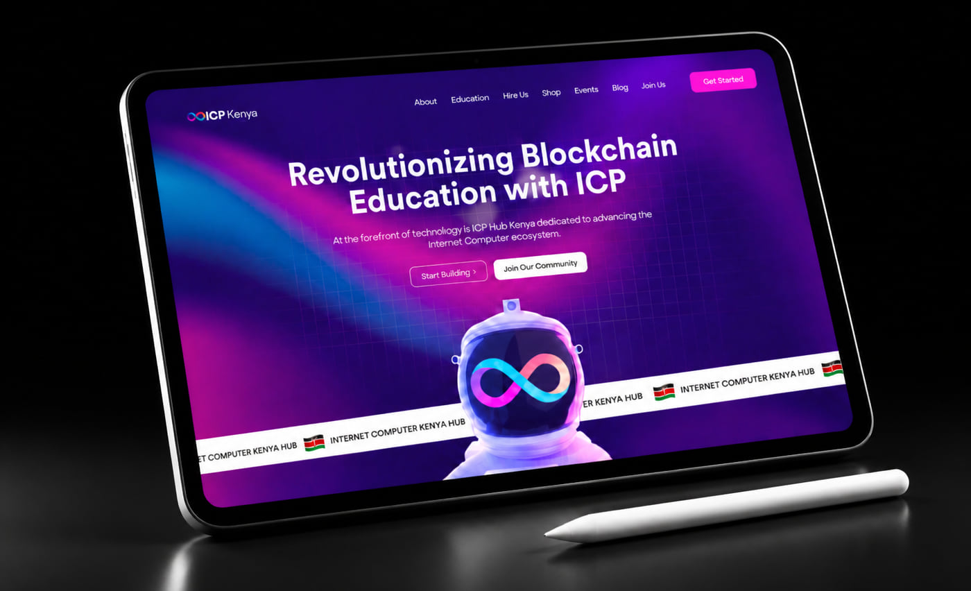 The ICP Hub Kenya website on a tablet